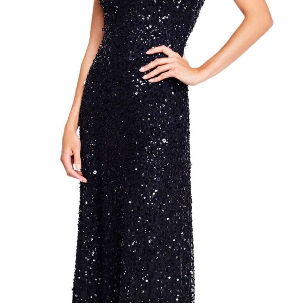 Adrianna Papell Women's Scoop Bck Lng Drs in Black | Size: 14