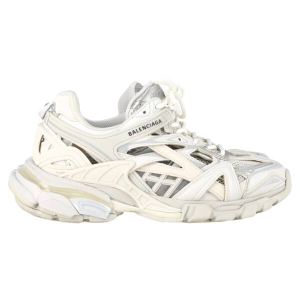 Balenciaga Women's Preloved Track.2 Sneakers in White & Grey Polyurethane | Size: 4