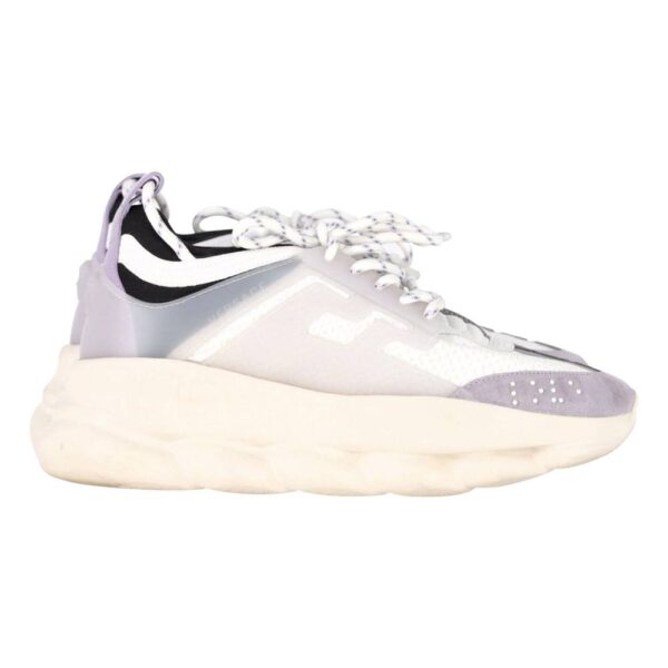 Gianni Versace Women's Preloved Chain Reaction Sneakers in White Leather | Size: 8