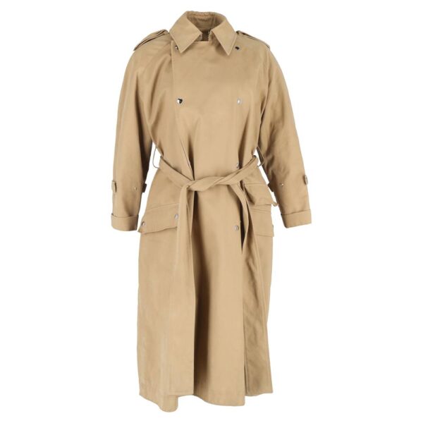 Acne Studios Women's Preloved Belted Double-Breasted Coat in Brown Cotton in Light Brown | Size: 38