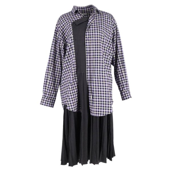 Balenciaga Women's Preloved Layered Patterned Midi Dress in Cotton | Size: 34
