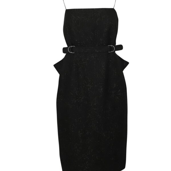 Bottega Veneta Women's Preloved Belted Shift Dress in Black Viscose | Size: 38