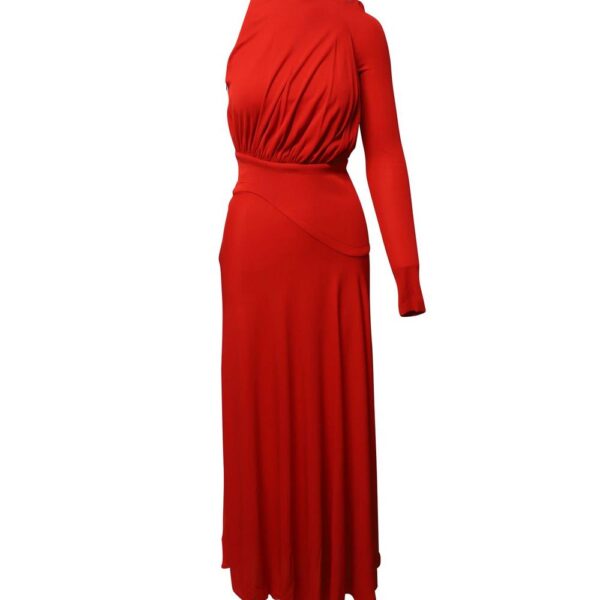 Antonio Berardi Women's Preloved One-Shoulder Gathered Gown in Red Rayon | Size: 34