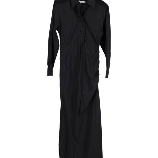 Christopher Esber Women's Preloved Lace-Trim Midi Shirt Dress in Black Cotton | Size: 32