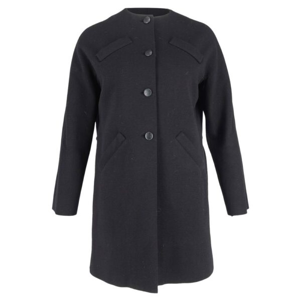 Balenciaga Women's Preloved 60s Archive Coat in Black Virgin Wool | Size: 36