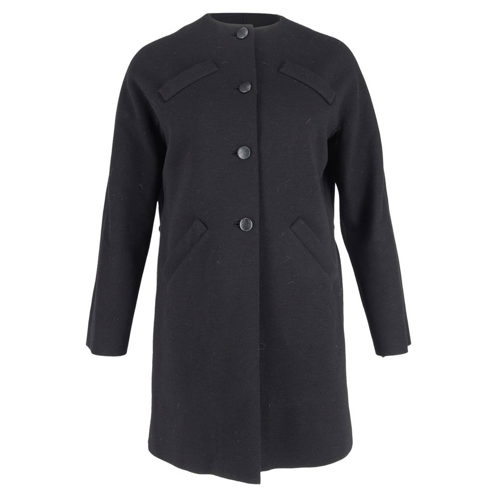 Balenciaga Women's Preloved 60s Archive Coat in Black Virgin Wool | Size: 36