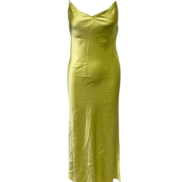 Galvan Women's Preloved London V-neck Slip Dress in Green Triacetate | Size: 32