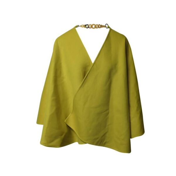 Ermanno Scervino Women's Preloved Wide Sleeve Cape-Coat Yellow Wool | Size: 34