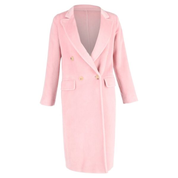 Max Mara Women's Preloved Double-Breasted Coat in Pink Wool | Size: 38