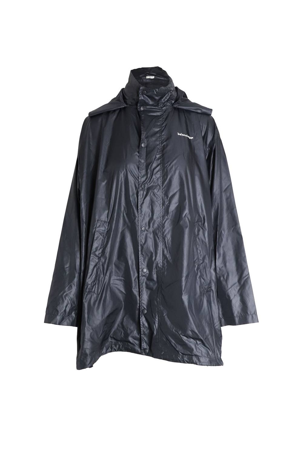 Balenciaga Women's Preloved Lightweight Hooded Windbreaker Jacket in Black Nylon | Size: 32