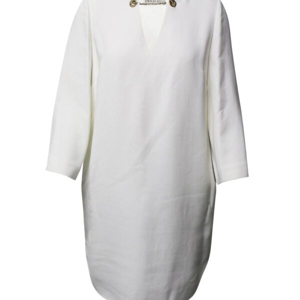 Emilio Pucci Women's Preloved Chain Neck Tunic Dress in White Silk | Size: 38