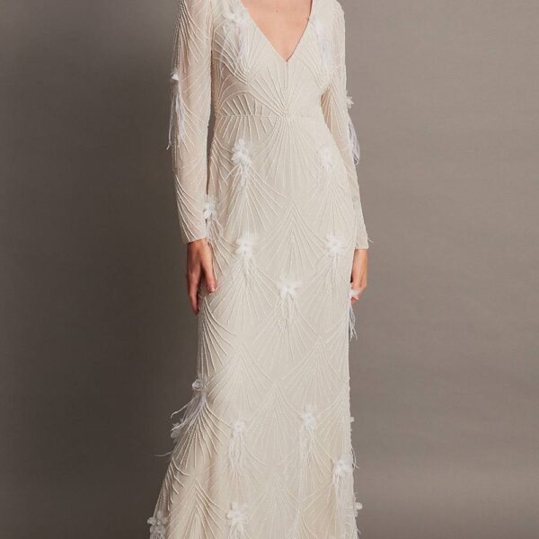 Monsoon Women's Florence Embellished Bridal Dress Ivory | Size: 8