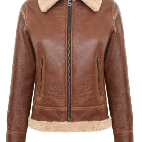 Infinity Leather Women's B3 Sheepskin Flying Jacket-Kano in Brown | Size: 14
