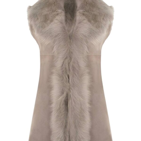 Infinity Leather Women's Toscana Sheepskin Long Gilet-Sorocaba in Light Grey | Size: 20