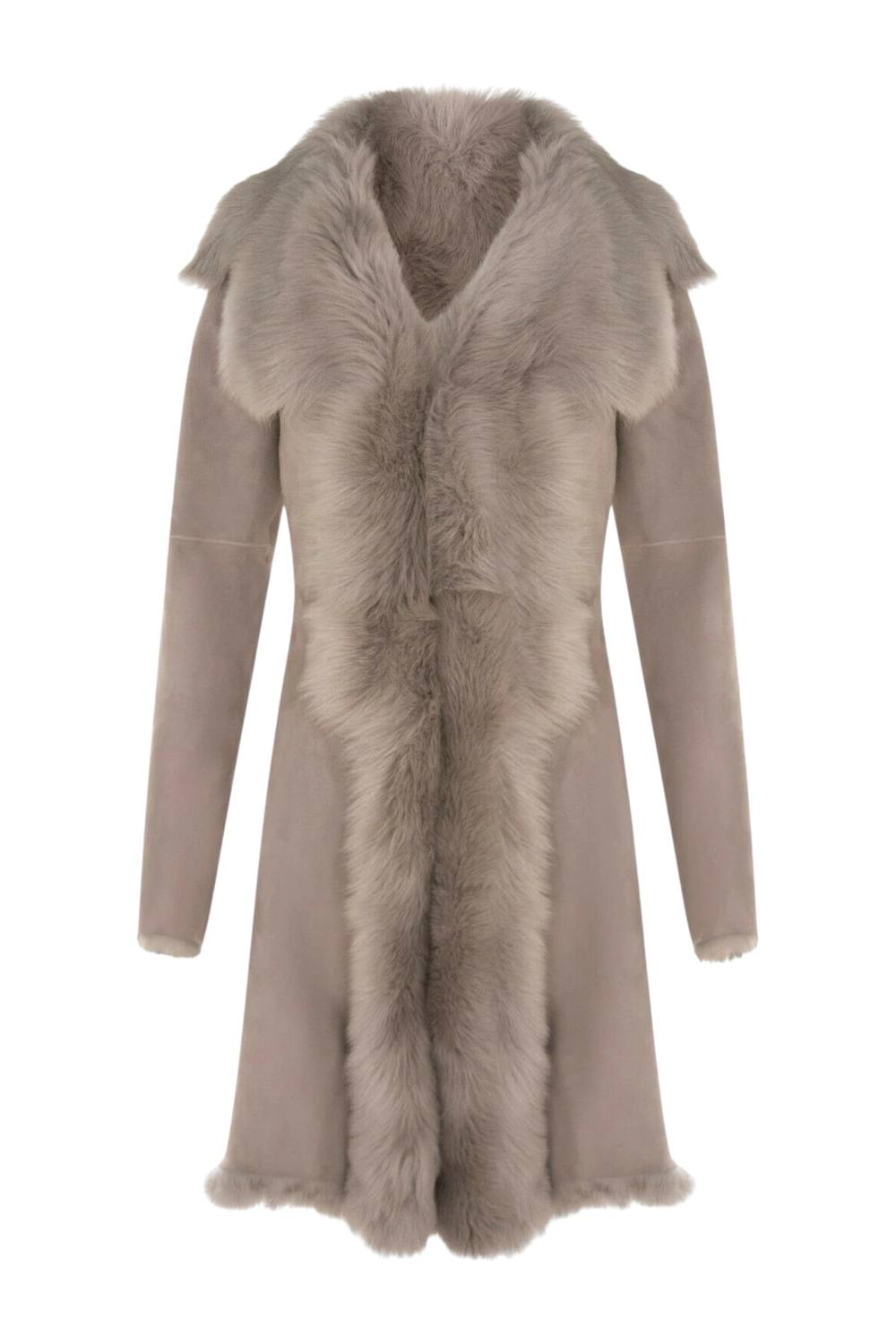 Infinity Leather Women's Toscana Sheepskin Suede Trench Coat-Tbilisi in Light Grey | Size: 14