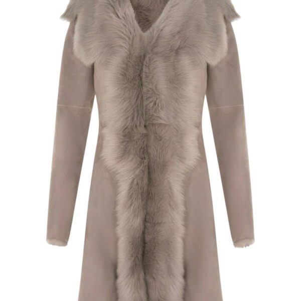 Infinity Leather Women's Toscana Sheepskin Suede Trench Coat-Tbilisi in Light Grey | Size: 16