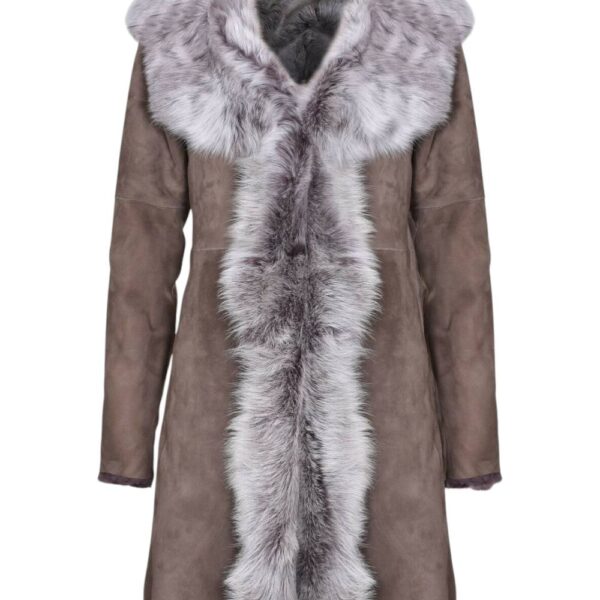 Infinity Leather Women's Toscana Sheepskin Suede Trench Coat-Tbilisi in Taupe | Size: 20
