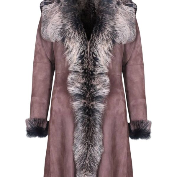 Infinity Leather Women's Toscana Sheepskin Suede Trench Coat-Tbilisi in Dark Brown | Size: 18