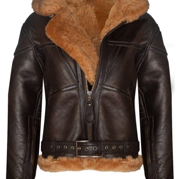 Infinity Leather Women's RAF Sheepskin Flying Jacket-Albany in Brown | Size: 24