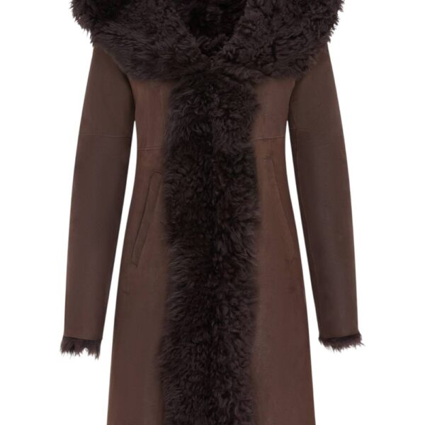 Infinity Leather Women's Toscana Sheepskin Leather Hooded Trench Coat - Coast in Brown | Size: 10