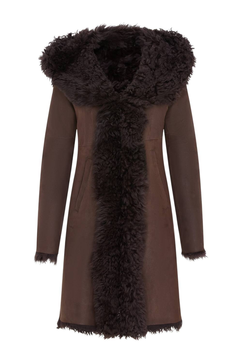 Infinity Leather Women's Toscana Sheepskin Leather Hooded Trench Coat - Coast in Brown | Size: 18