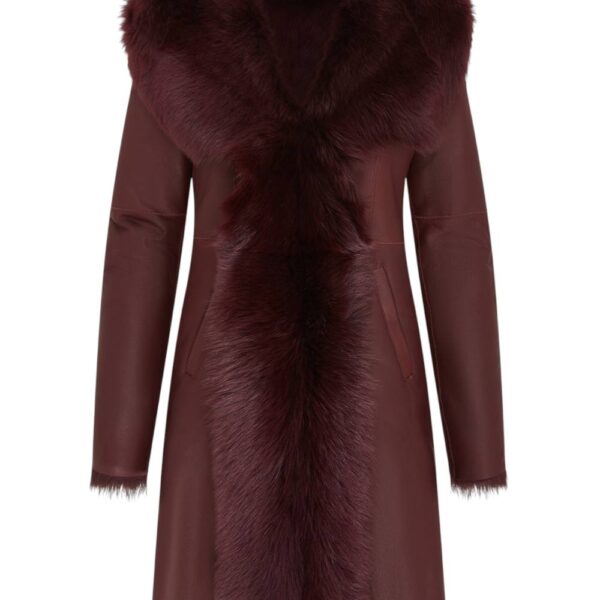 Infinity Leather Women's Toscana Sheepskin Leather Hooded Trench Coat - Coast in Burgundy | Size: 8