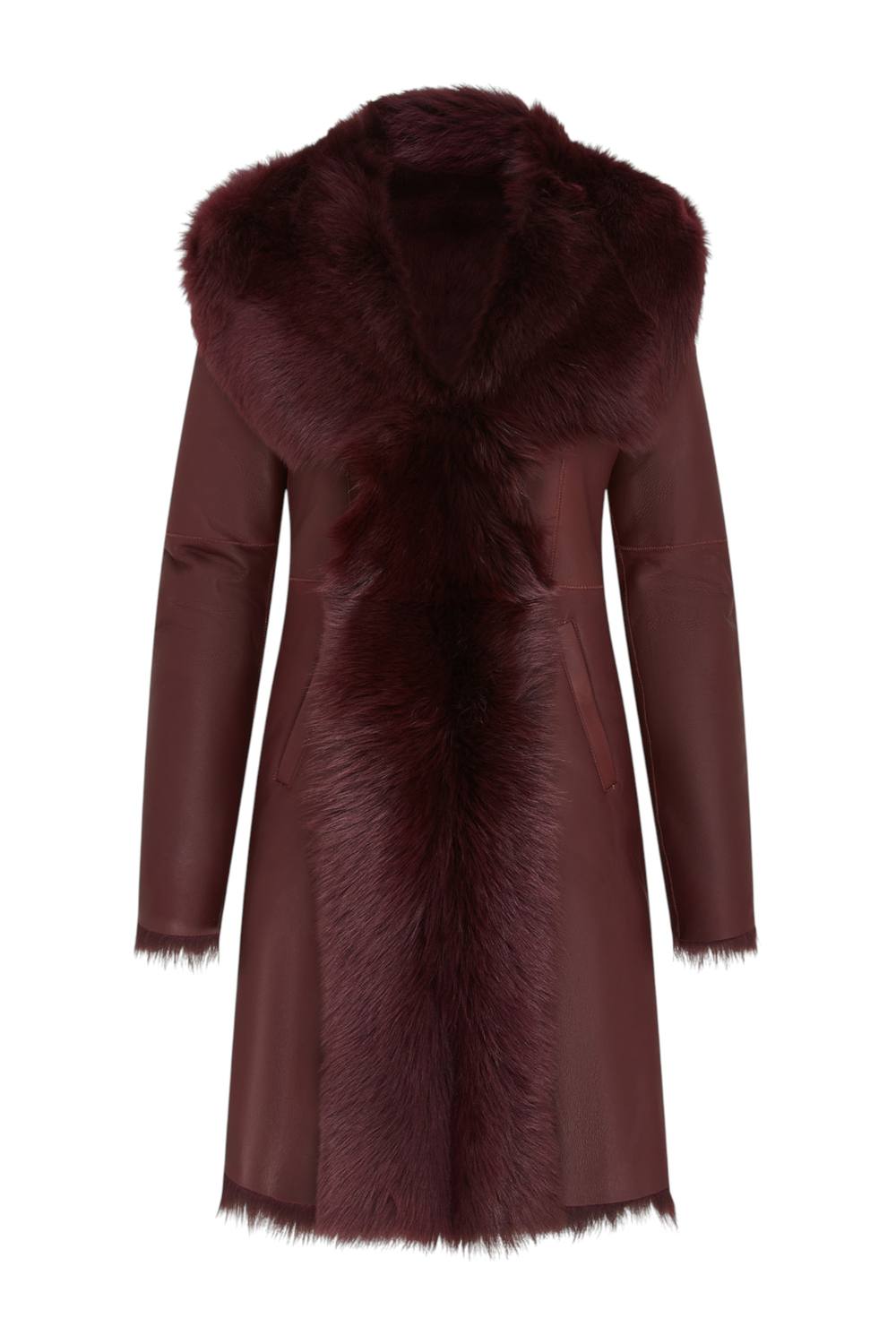 Infinity Leather Women's Toscana Sheepskin Leather Hooded Trench Coat - Coast in Burgundy | Size: 18