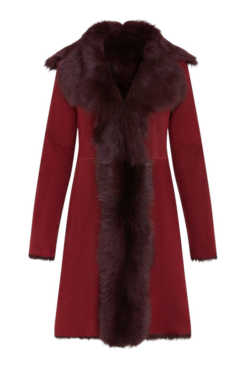 Infinity Leather Women's Toscana Sheepskin Suede Trench Coat-Tbilisi in Burgundy | Size: 12