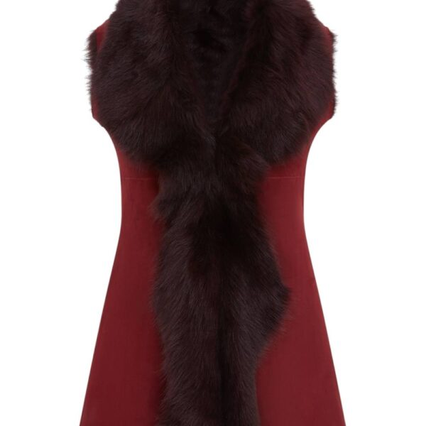 Infinity Leather Women's Toscana Sheepskin Long Gilet-Sorocaba in Burgundy | Size: 16