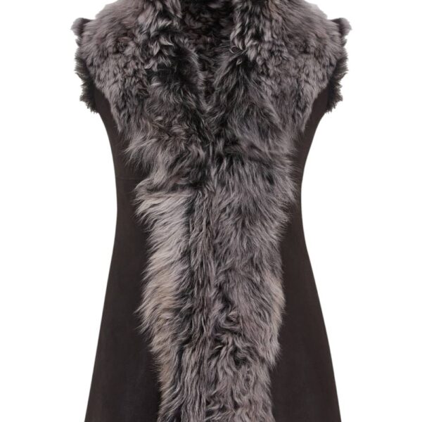 Infinity Leather Women's Toscana Shearling Nappa Leather Sheepskin Gilet - Parkes in Black | Size: 16
