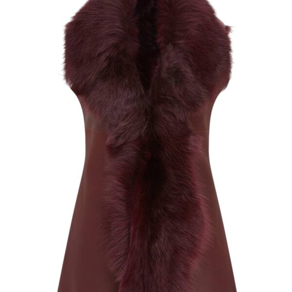 Infinity Leather Women's Toscana Shearling Nappa Leather Sheepskin Gilet - Parkes in Burgundy | Size: 20
