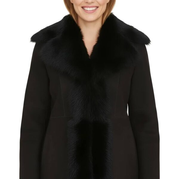 Infinity Leather Women's Sheepskin Toscana Merino Shearling Suede Leather Jacket-Siena in Black | Size: 12