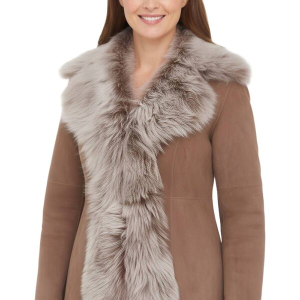 Infinity Leather Women's Sheepskin Toscana Merino Shearling Suede Leather Jacket-Siena in Taupe | Size: 14