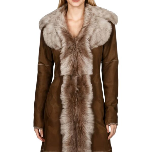 Infinity Leather Women's Genuine Toscana Sheep Suede Leather Trench Coat - Celeste in Tan | Size: 10