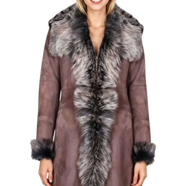 Infinity Leather Women's Genuine Toscana Sheep Suede Leather Trench Coat - Celeste in Dark Mauve | Size: 8