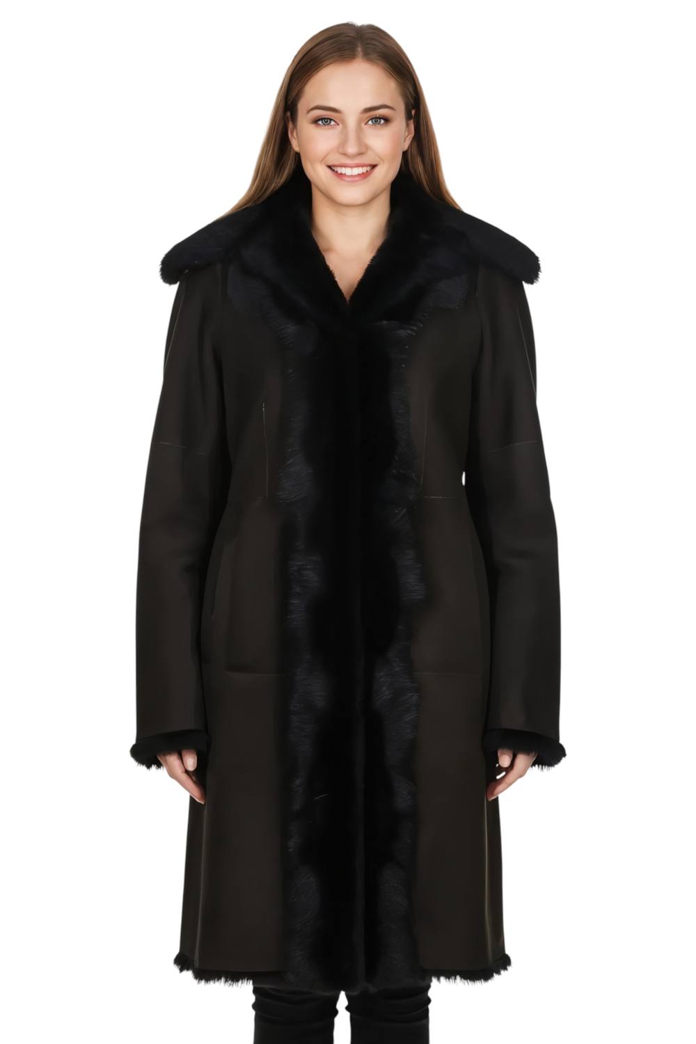 Infinity Leather Women's Genuine Toscana Sheep Suede Leather Trench Coat - Celeste in Dark Brown | Size: 10