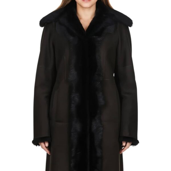 Infinity Leather Women's Genuine Toscana Sheep Suede Leather Trench Coat - Celeste in Dark Brown | Size: 18