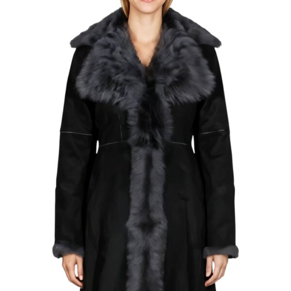 Infinity Leather Women's Genuine Toscana Sheep Suede Leather Trench Coat - Celeste in Dark Grey | Size: 8