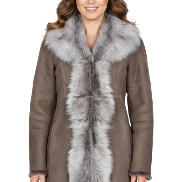 Infinity Leather Women's Genuine Toscana Sheep Suede Leather Trench Coat - Celeste in Taupe | Size: 10