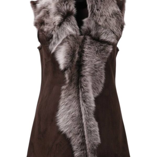 Infinity Leather Women's Toscana Sheepskin Long Gilet-Sorocaba in Light Brown | Size: 14