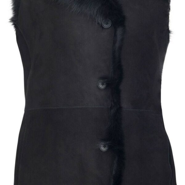 Infinity Leather Women's Toscana Sheepskin Buttoned Gilet-Manama in Black | Size: 10