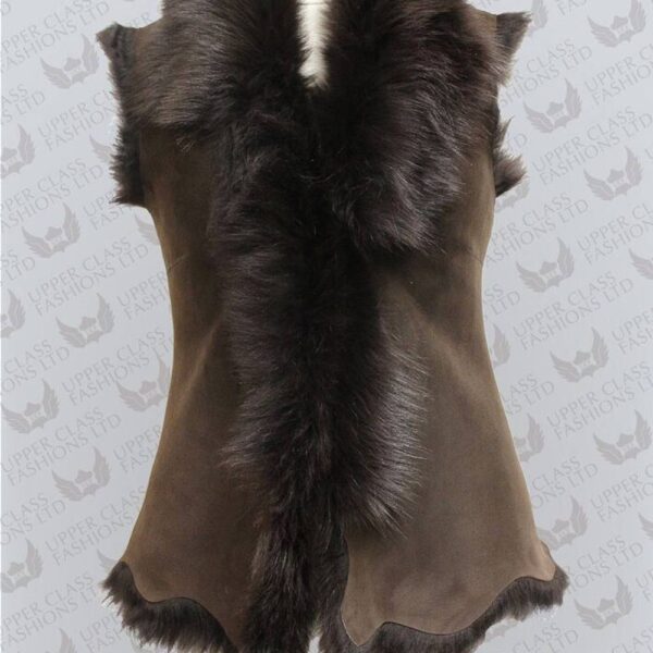 Infinity Leather Women's Toscana Sheepskin Short Gilet-Seaham in Brown | Size: 8
