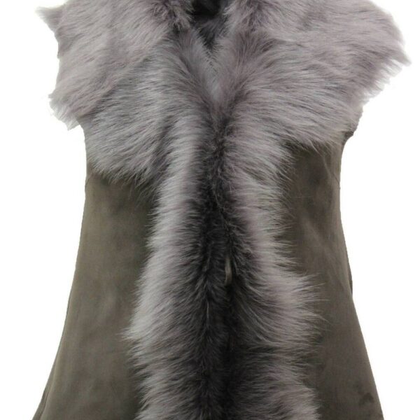 Infinity Leather Women's Toscana Sheepskin Short Gilet-Seaham in Grey | Size: 12