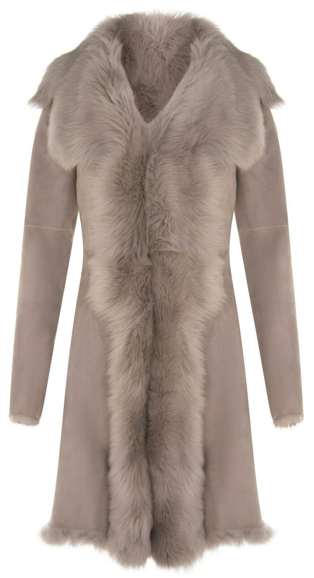 Infinity Leather Women's Toscana Sheepskin Suede Trench Coat-Rochester in Light Grey | Size: 20