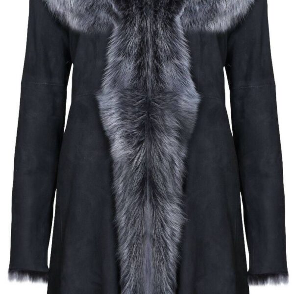 Infinity Leather Women's Toscana Sheepskin Suede Trench Coat-Rochester in True Black | Size: 8