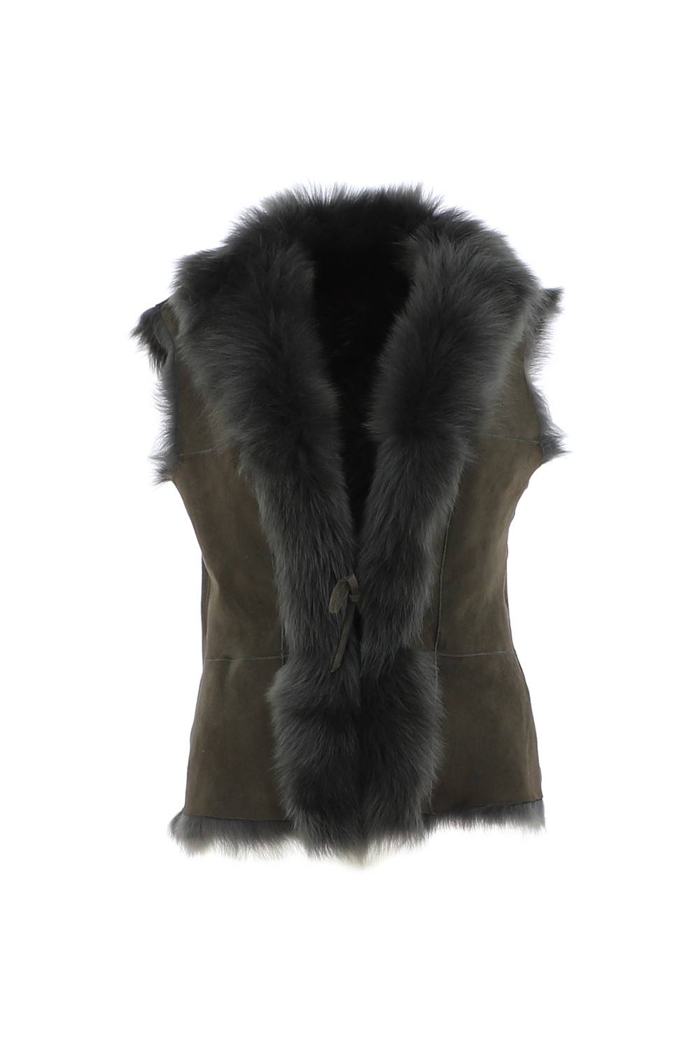 Ashwood Leather Women's 'Kashmina' Reversible Toscana Real Sheepskin Suede Leather Gilet in Green | Size: 12