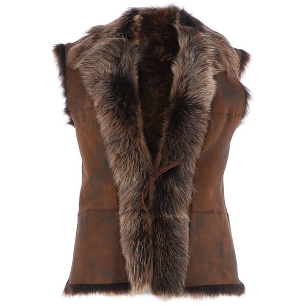 Ashwood Leather Women's 'Kashmina' Reversible Toscana Real Sheepskin Suede Leather Gilet in Light Brown | Size: 8