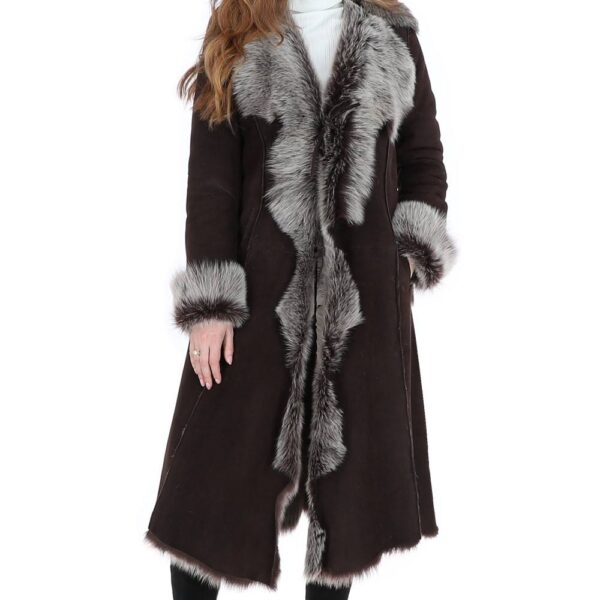 Ashwood Leather Women's 'Alaska' Long Length Toscana Suede Leather Coat in Brown | Size: 8