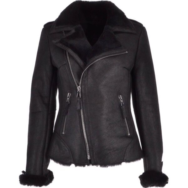 Ashwood Leather Women's 'Alayna' Luxury Shearling Jacket in Black | Size: 8
