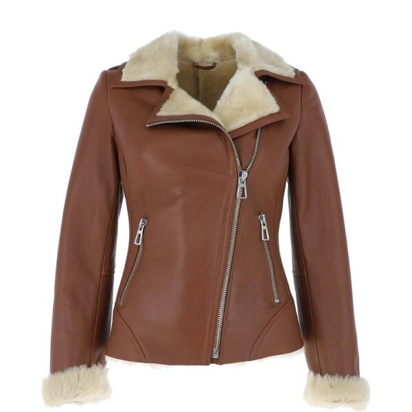 Ashwood Leather Women's 'Alayna' Luxury Shearling Jacket in Tan | Size: 10